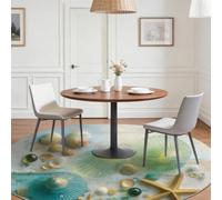 Tapis Rond Abstrait 150 cm, Lavable et Antidérapant Tapis Motif Coquillages Galets Étoiles De Mer, Gris Clair Facile à Nettoyer Intérieur Moquette pour Salon Chambre Cuisine Balcon