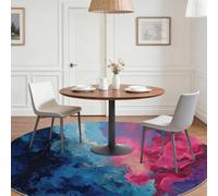 Tapis Rond Abstrait 180 cm, Lavable en Machine Antidérapant Tapis Rond à Motif Aquarelle Peinture Pigmentaire pour Petite Chambre d'enfant et Salon Balcon, Bleu Rouge Légère Moquette Décoration