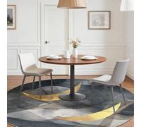 Tapis Rond Abstrait 60 cm, Lavable en Machine Antidérapant Tapis Rond à Motif Lune Dorée Lignes Grises pour Petite Chambre d'enfant et Salon Balcon, Gris Foncé Légère Moquette Décoration