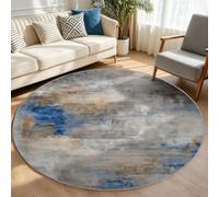 Tapis Rond Abstrait Moderne Vintage Salon Tapis Poil Bas DouxGris 160 cm | Effet lavis d'encre, Antidérapant, Lavable en Machine, Ne Peluche Pas, Tapis en Laine Artificielle Résistant