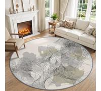 Tapis Rond Abstrait Peinture À L'Encre Paysage Antidérapant Lavable | Fil D'Or Noir Charbon Montagnes Tapis 60 cm à Poils Courts Garçons Filles pour Salon Chambre Salle à Manger Nursery