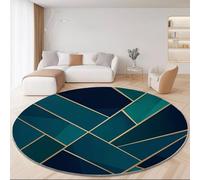 Tapis Rond Abstrait Style 60cm, Lavable Antidérapant Résistant Tapis pour Salon - Élégant Luxe Lignes Géométrie Léger Moquette Imprimé pour Salle à Manger Chambre d’Enfant Nurserie Vert