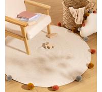 Tapis Rond Avec Pompons - Arlequin Beige 100X150