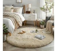 Tapis rond beige pour chambre à coucher, tapis rond moelleux de 1.2x1.2 m pour chambre d'enfant, tapis en fourrure pour chambre d'adolescent, tapis beige, décoration de chambre mignonne pour bébé