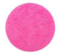 Tapis rond blanc label grand en peluche laine artificielle, 180x180 cm tapis rond shaggy doux, tapis de sol antidérapant pour salon, décoration de chambre (rose)
