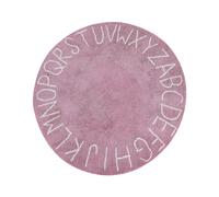 Tapis Rond Chambre d'Enfant Fait main avec Motif Alphabet ø 120 cm en Coton Rose