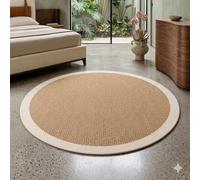 Tapis rond Chilai Home style bohème, imprimé numérique, aspect jute naturel, motif tissé, idéal pour le salon et la chambre, fabriqué en Turquie. Disponible en 60x60 cm, 80x80 cm, 100x100 cm, 120x120