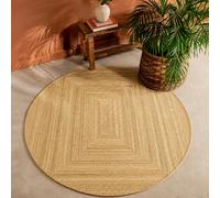 Tapis rond Chilai Home style bohème, imprimé numérique, aspect jute naturel, motif tissé, idéal pour le salon et la chambre, fabriqué en Turquie. Disponible en 60x60 cm, 80x80 cm, 100x100 cm, 120x120 