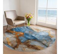 Tapis Rond Coloré 90 cm, Abstrait Douce Lavable Tapis À Poils Courts - Veines Et Textures du Marbre Motif Légère Antidérapante Moquette pour Petite Chambre d'enfant et Salon Balcon Décoration