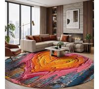 Tapis Rond Cœur À Texture Tourbillonnante Salon Chambre 80cm | Poils Courts, Art Du Graffiti De Rue, Super Doux, Lavable Et Antidérapant Tapis Rond Pour Chambre D’enfant, Salle à Manger, Bleu