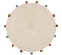 Atmosphera - Tapis Enfant - Coton et Pompons - Beige - D90 cm