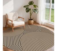 Tapis rond de 200 cm, aspect jonc de mer, lavable et antidérapant