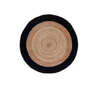 Paris Prix – Tapis déco rond Salem – Jute bicolore Ø90 cm – Noir