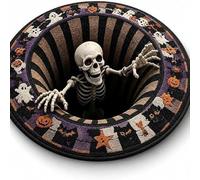 Tapis Rond d'Halloween, Illusion Optique 3D avec Motif de Vortex Effrayant | Pour Intérieur, Entrée, Chambre et Salon, Décoration Gothique pour Fête sur le Thème d'Halloween,D,120cm