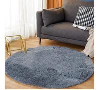 Tapis Rond Diamètre 130cm Shaggy Gris - Moelleux Moderne Décoration Tapis de Sol - Salon Chambre Tapis de Canapé