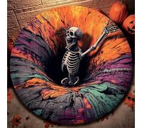 Tapis Rond D'illusion Optique 3D Halloween, Trou Tourbillonnant Effrayant | Tapis Décoratif pour Intérieur Fête Maison, Décoration de Maison Hantée pour Salon Chambre Entrée D'halloween,D,120cm