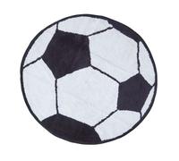 Tapis rond en coton HOMESCAPES Ballon de Foot - Noir et Blanc - Ø 120 cm