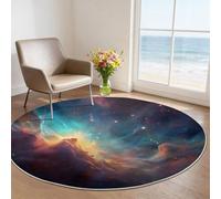 Tapis Rond en Flanelle 120 cm, Tapis Salon Champ de Texture Organique Minimaliste Multicolore Lavable et Antidérapant, Doux au Toucher pour Chambre, Décoration Intérieure