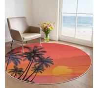Tapis Rond en Flanelle 90 cm, Tapis Salon Champ de Texture Douce Neutre Orange Lavable et Antidérapant, Doux au Toucher pour Chambre, Décoration Intérieure