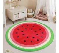 Tapis rond en forme de pastèque de 0,9 m - Tapis en mousse à mémoire de forme pour chambre d'enfant, tapis rond antidérapant et doux pour chambre à coucher, chambre d'enfant, salle de jeux, salle de