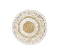 - Tapis rond en Jute avec imprimé - D.90cm - Blanc - Nude
