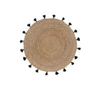 Tapis rond en jute avec pompons Shira 120 noir