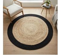 Tapis rond en jute et coton bande noire diam.120