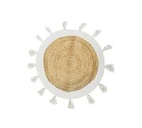 Tapis Rond en Jute "Pompons" 80cm Blanc