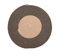 Tapis Rond en Jute - QIILU - Réversible - Design Rétro - Durable - Pour Chambre et Couloir