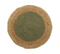 Tapis rond en jute tressé, bicolore naturel et kaki, 120 cm, Dylrev