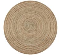 Tapis Rond en Jute tressé en Fibre Naturelle Aspect Fait Main, Décoration Bohème pour Salon, Chambre, Couloir, Salle à Manger et Coin Lecture (90 cm)