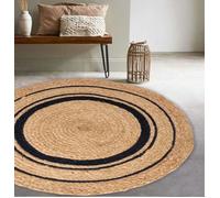Tapis Rond en Jute tressé naturel, 80 cm, Dylrev