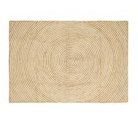 Tapis rond en jute - vidaXL - Naturel et Blanc - 120x170 cm - Lavable en machine - Usage intérieur - Artisanal - Écolo