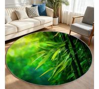 Tapis Rond Enfant Doux Antidérapant Plantes Forêt Bambou Soleil 90cm | Photographie Nature Tapis Rond Doux Antidérapant pour Salon, chambre et salle de bain, Lavable en machine