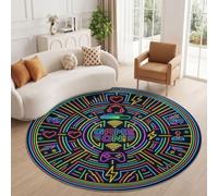 Tapis Rond Enfant Néon Dégradé Cœur Gaming Éclairs 120 cm - Tapis Doux et Moelleux pour Salon Chambre Canapé Bureau - Antidérapant Facile À Nettoyer, Résistant Et Confortable, Noir