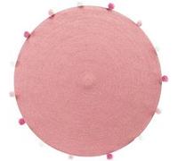 Paris Prix Tapis rond Pompomparty 90 cm avec pompons rose dragée