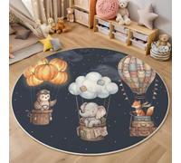 Tapis Rond Explorateurs D'Animaux Mignons Gris Anthracite Salon 160 Cm