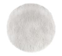 Tapis rond fausse fourrure blanc