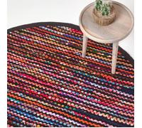 Tapis rond - Folk - Chindi - 150 cm - Laine recy Multicolore