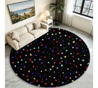 Tapis Rond Géométrique Pois et Triangle, Poils Ras Lavable Salon 120 cm | Triangles et Pois Graphiques Fond Noir, Douceur Agréable sans Peluches, Lavable en Machine, Idéal Déco Chambre Ado et Salon