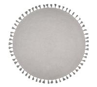 Tapis Rond Gris Argenté Avec Pompons Josephine Gris Diam 140cm