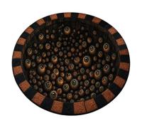 Tapis Rond Halloween 60 Centimètres Chat Noir Aux Yeux Réalistes Carpette