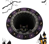 Tapis Rond Halloween Carpette Réaliste Horreur Œil De Chat Noir 60 cm