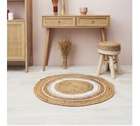 Tapis Rond - HOME DECO FACTORY - Jute Coton - Blanc - 90 cm