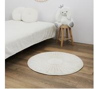 Tapis Rond - HOME DECO KIDS - Soleil - Fil Métallisé - Crème - 80 cm