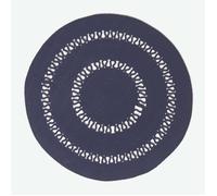 Tapis rond - HOMESCAPES - 90 cm - Coton ajouré - Bleu marine - Style bohème