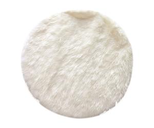 Tapis rond imitiation fourrure Cocooning - Diam. 115 cm - Blanc ecru
