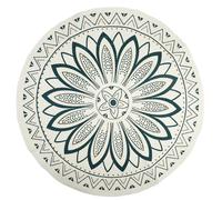 Tapis Rond Imprimé Mandala 90cm Blanc