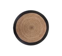 Tapis rond jute bord noir ou blanc diamètre 120 cm Atmosphera - Noir - Noir -