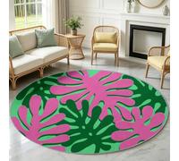 Tapis Rond Lavable en Machine pour Enfants 80 cm, Poils Doux et Facile à Entretenir Abstrait Moderne Chambre à Coucher Salon Tapis Antidérapant Résistantes Feuilles Tropicales Découpage Papier